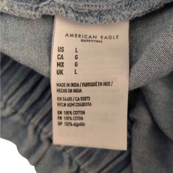 🎁 AEO High Waisted Paperbag Denim Shorts Size Large *Missing Belt - Picture 15 of 15